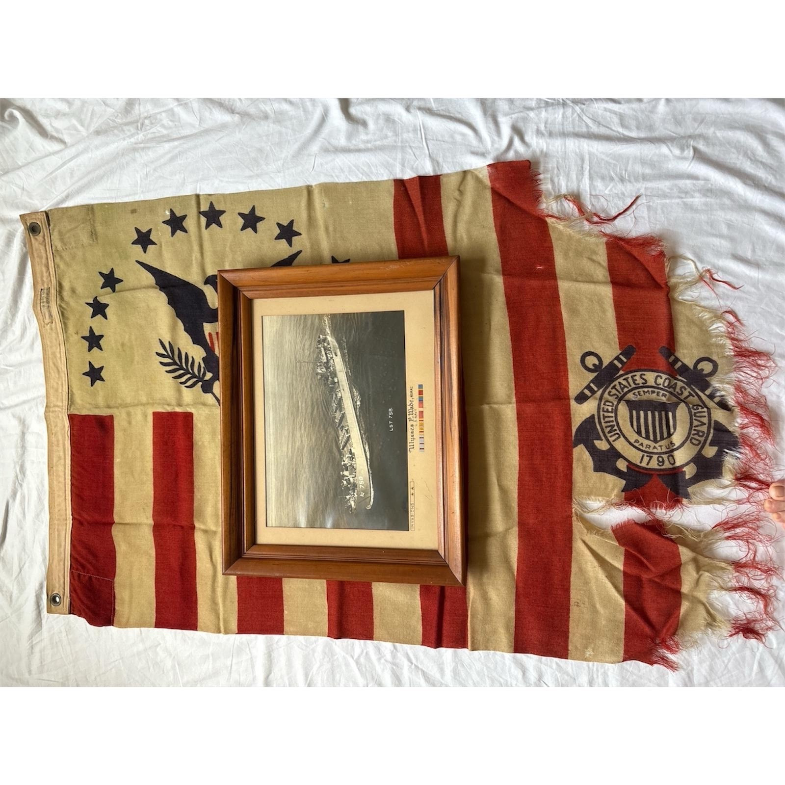 Authentic WWII American USA Coast Guard Wool Ensign with Provenance -World War