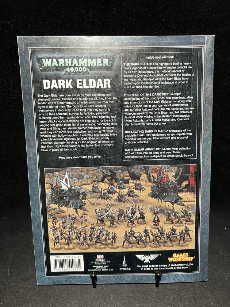 Warhammer 40,000 Dark Eldar Codex 5th Edition Paperback (2010) Games Workshop