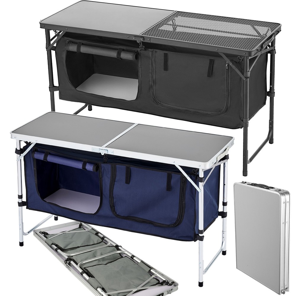 Portable Folding Camping Kitchen Table 3 Adjustable Heights Cook Station