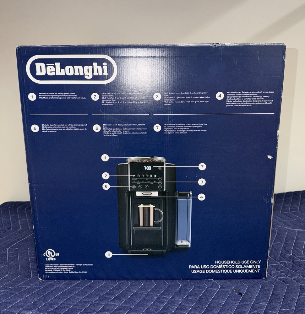 De'Longhi TrueBrew Automatic Coffee Maker, Burr Grinder, Black Matte *NEW*