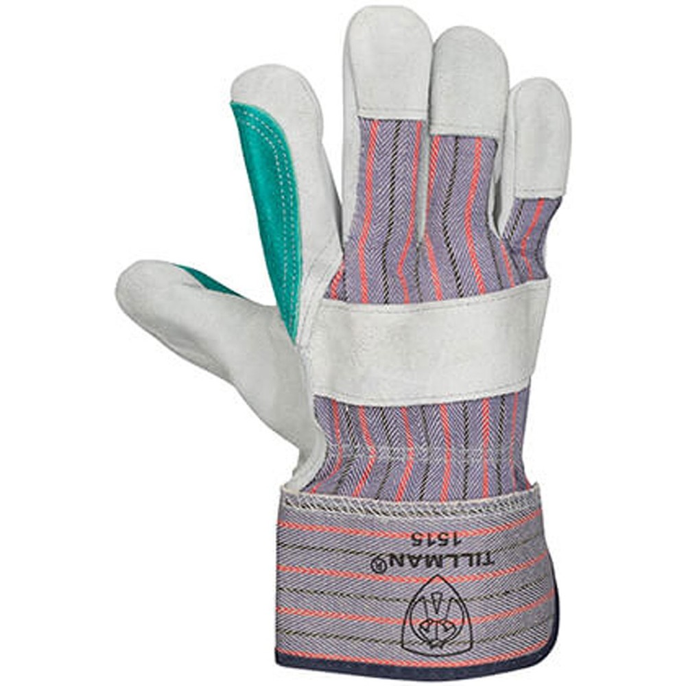 Tillman 1515 Split Cowhide & Canvas Work Gloves, Lined Double Palm, Large