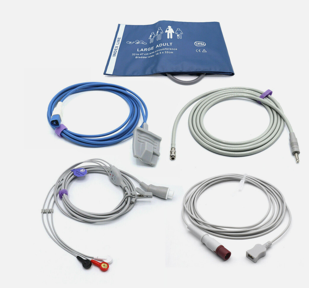 Philips MP20 Accessories Kit Bundle - Cuff, Hose, SpO2, ECG, Temperature