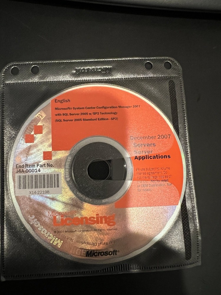 Microsoft System Center Configuration Manager 2007 W/ SQL Server 2005 No Key