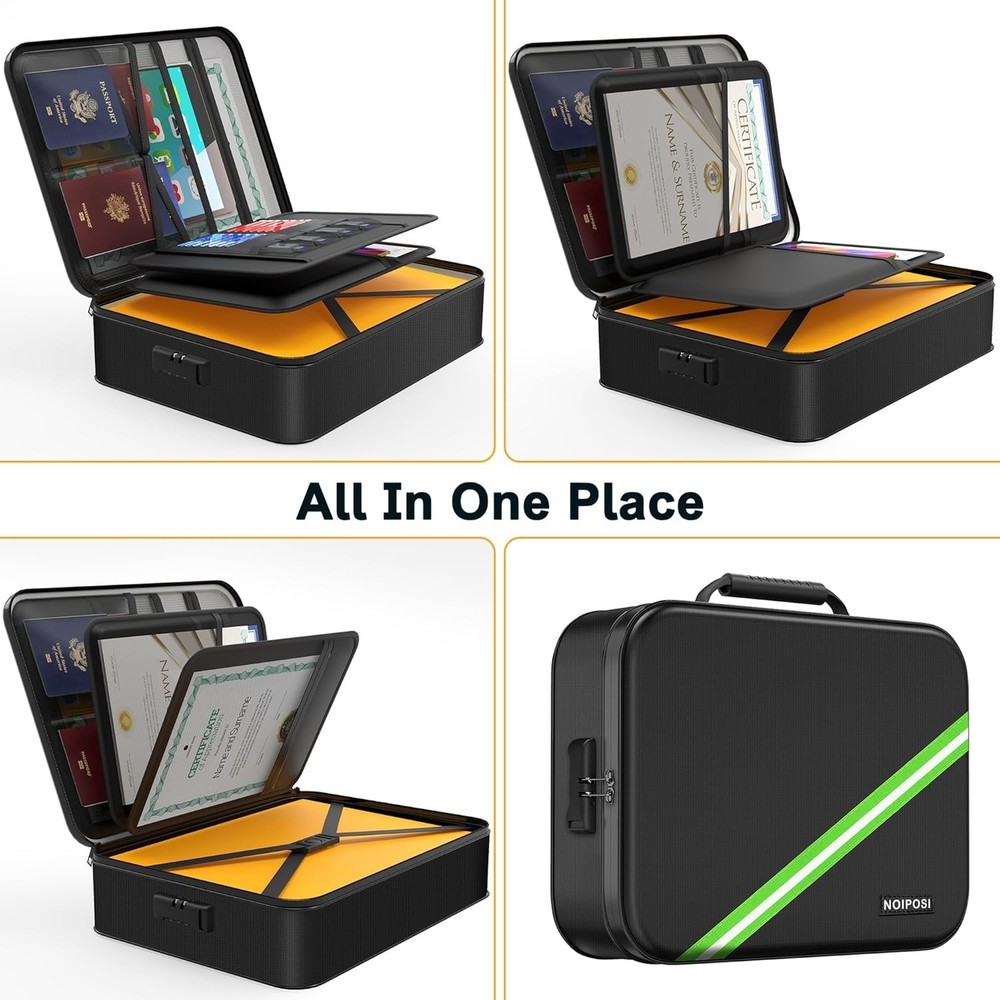 Multi-Compartment Fireproof Box for Important Documents - Waterproof & Secure