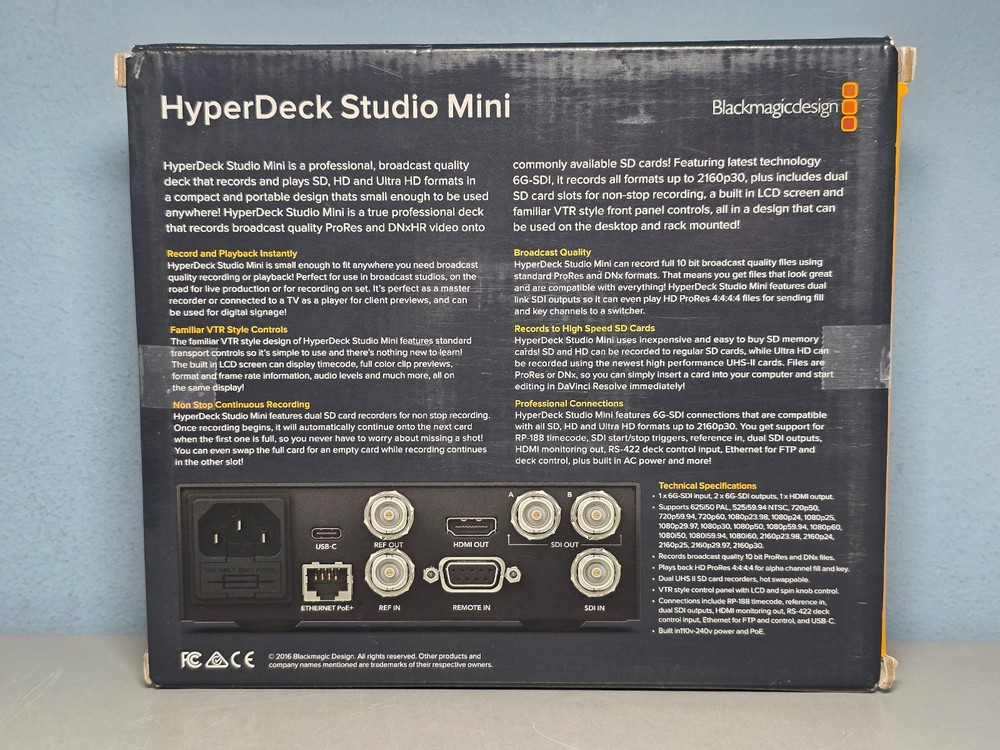 Blackmagicdesign HyperDeck Studio Mini Broadcast Deck Dual SD & UHS-II Card Read