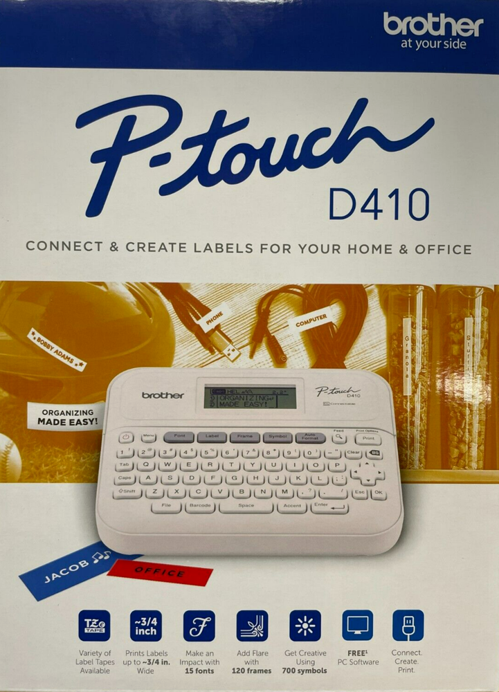 Brand New Brother P-touch PT-D410 Label Printer Maker Labeling system - White