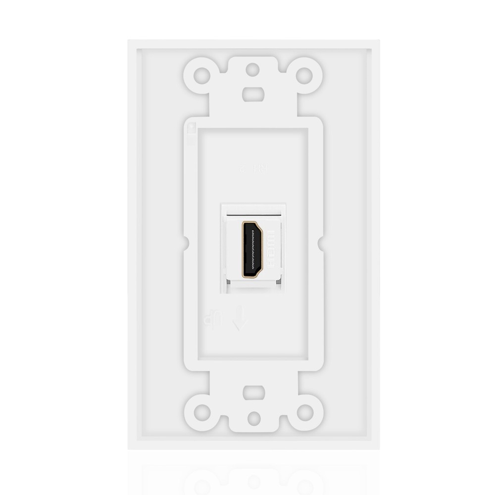 HDMI Wall Plate (1 Port, White) HDMI Socket Plug Insert Jack Outlet Panel Mount