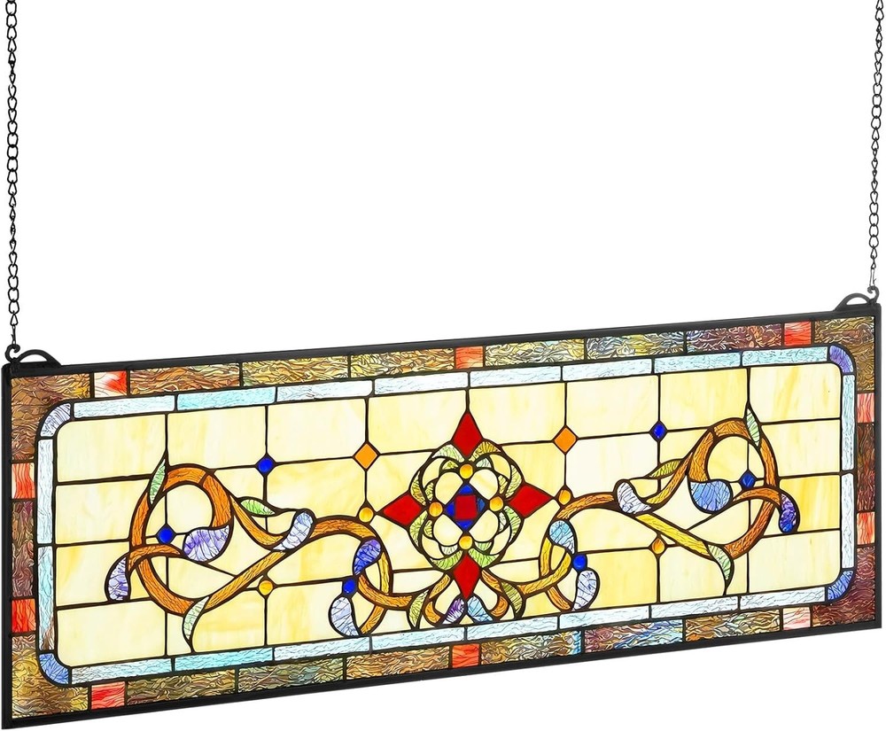 Tiffany Style Stained Glass Window Panel Hanging Transom