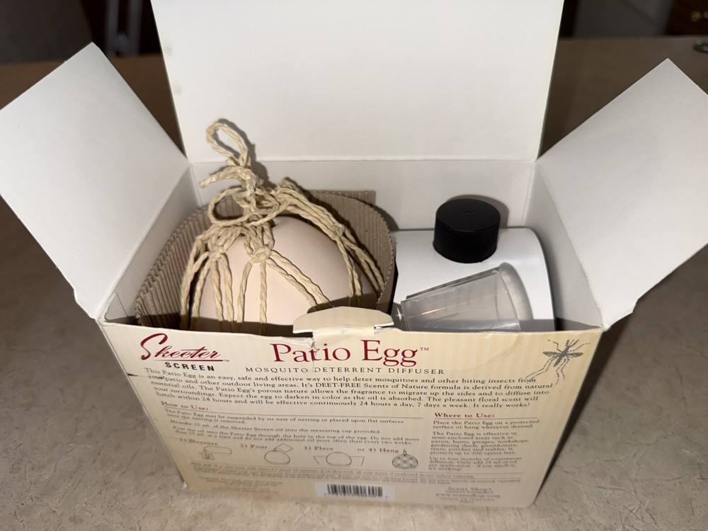 Skeeter Screen Patio Egg Mosquito Deterrent Diffuser Deet-Free New Open Box
