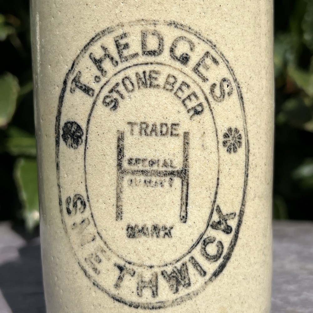 T. Hedges Smethwick Ginger Beer Bottle Old Rustic Kitchen Décor Stoneware