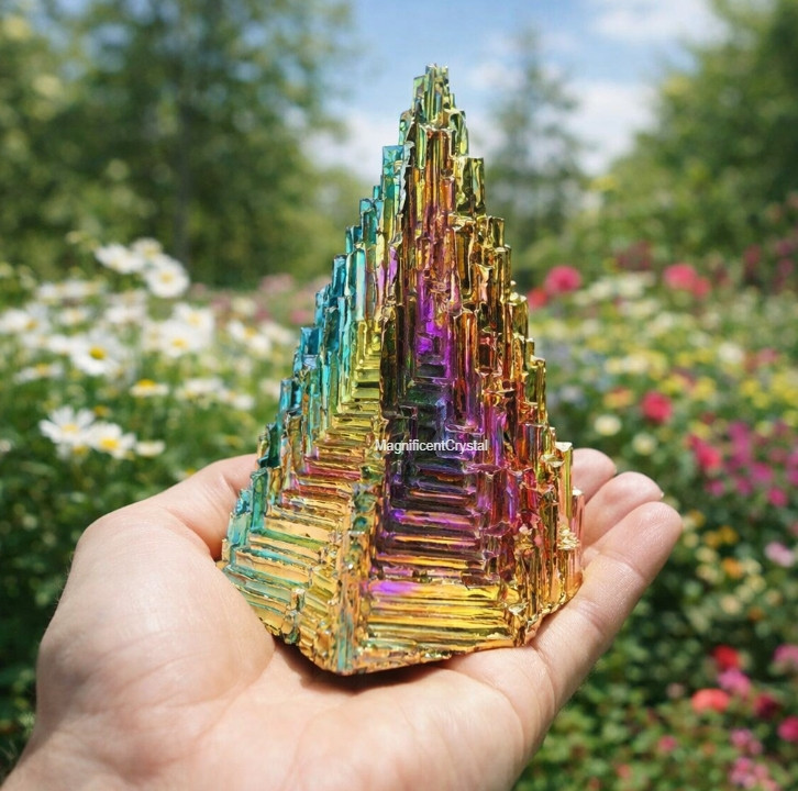 100g Rare Aura Rainbow Titanium Bismuth Quartz Natural Mineral Specimen Crystal