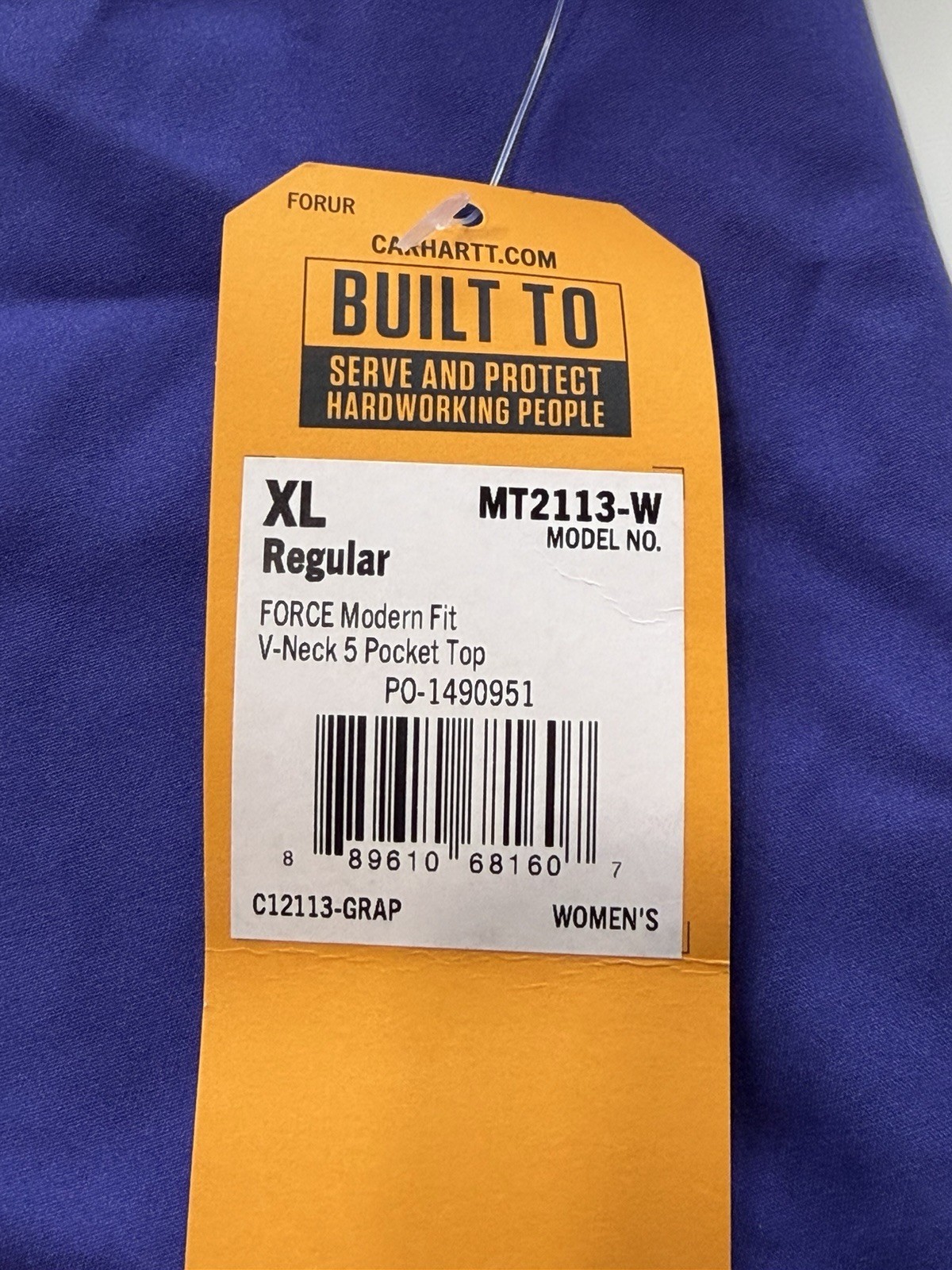 Carhartt Scrub Top Sz XL Modern Fit Vneck Purple MT2113-W 5 Pocket Women’s NWT