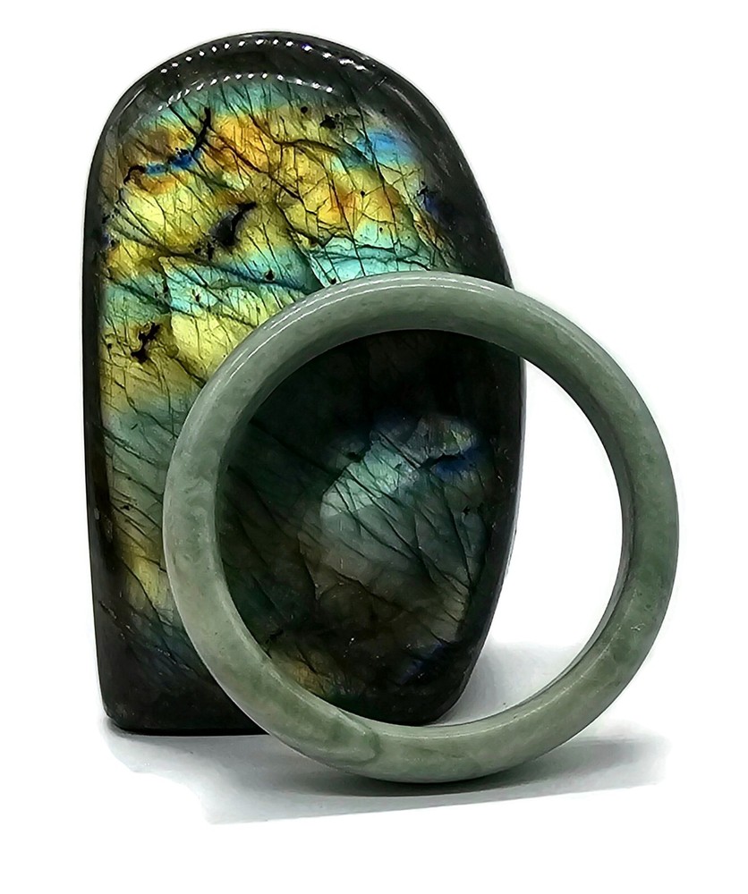 Solid Jade Bangle, 58mm Diameter, Green Nephrite Jade, Protection Gem, Lucky Gem