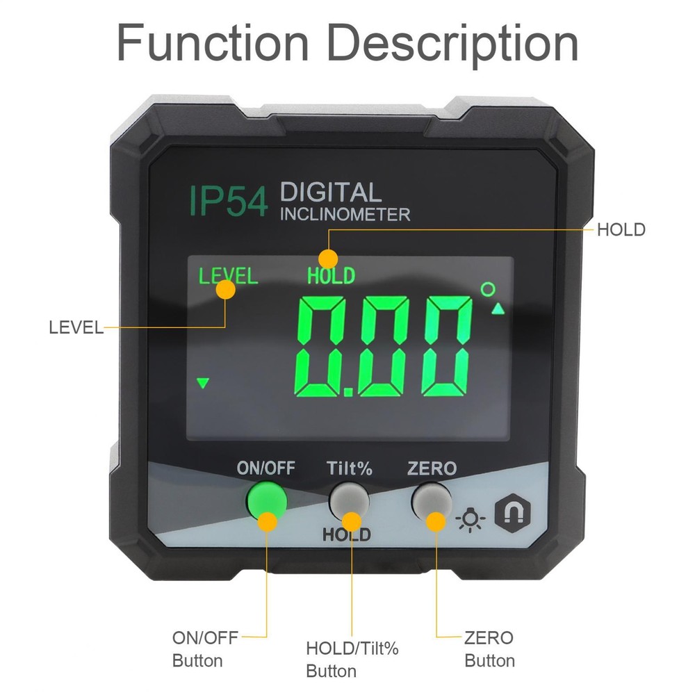 Digital Angle Gauge Magnetic Protractor Inclinometer Level Angle Finder