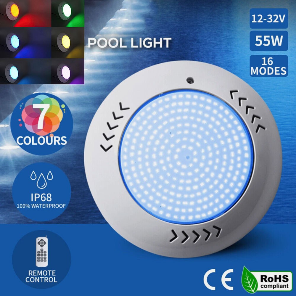 NEW Remote Control Memory Function Resin Filled Swimming Pool LED Light 12V RGB