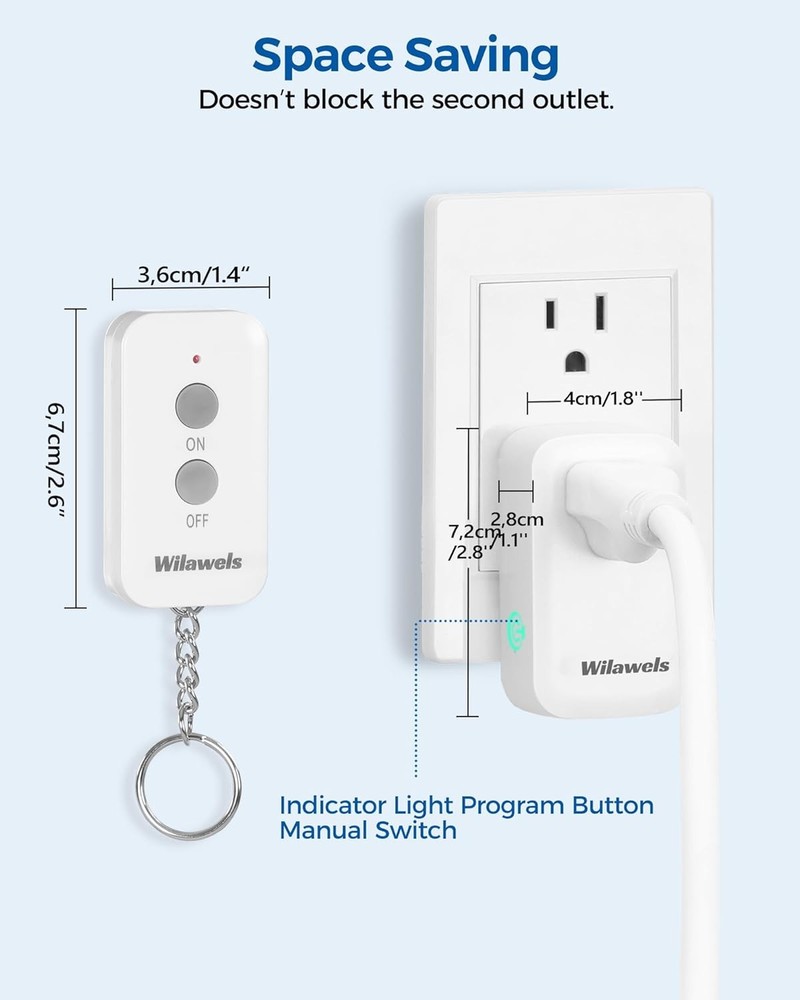Remote Control Outlet Plug - Wireless Power Switch for Lamp, Light, Fan