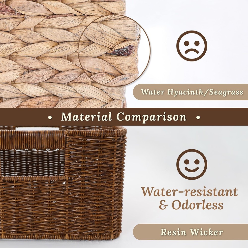 Baskets with Handles, Wicker Storage, Shelf Boxes for Organizing, Decorative ...