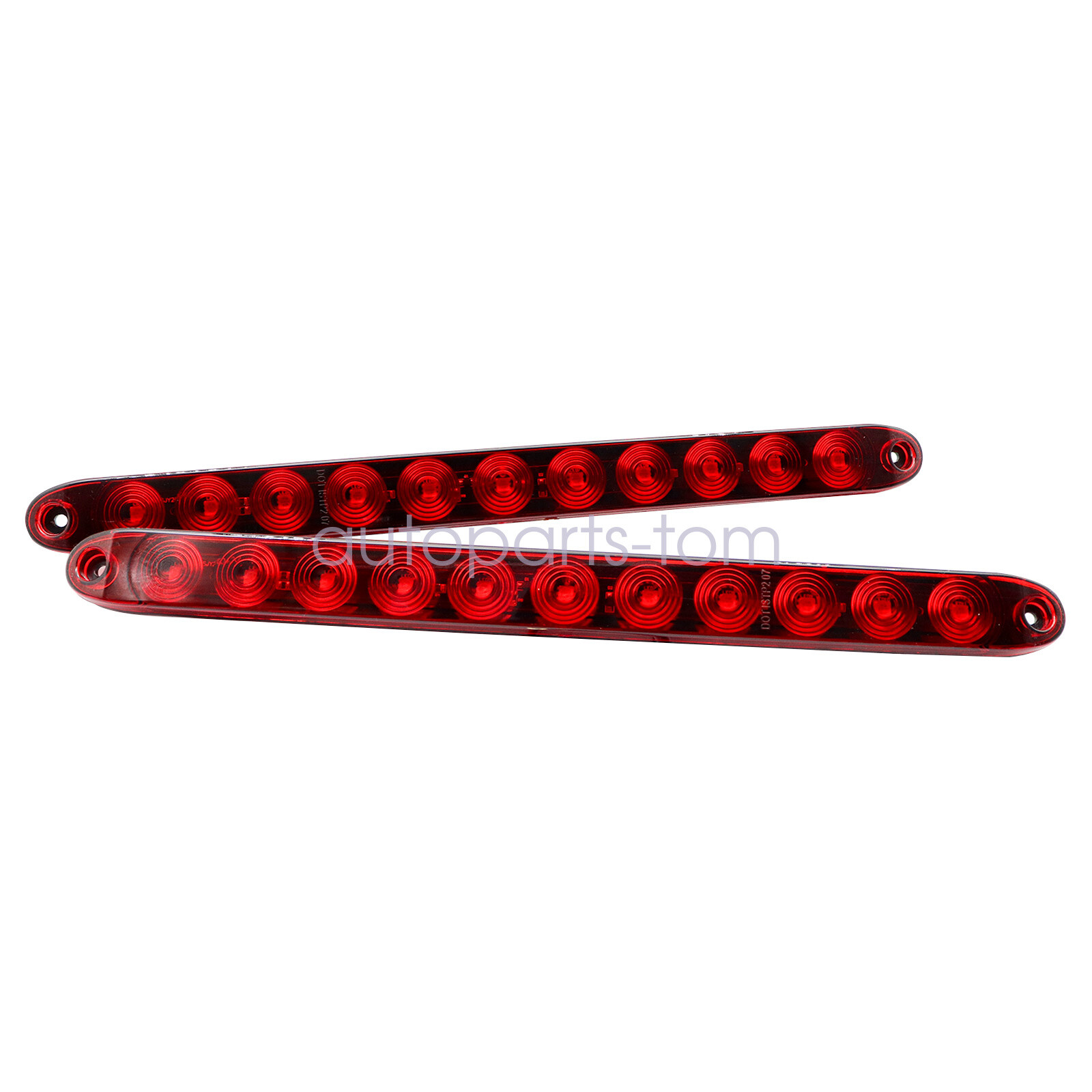 2Pcs 16inch Red Truck Trailer Light Bar 11 LED Stop Turn Tail Brake Lights Strip