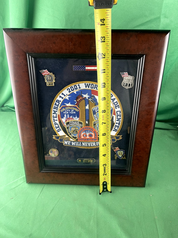 World Trade Center Fallen Heroes Patch & 9/11 Pins Frame