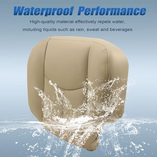 Driver Side Bottom Replacement Leather Seat Cover Compatible with Chevy Tan