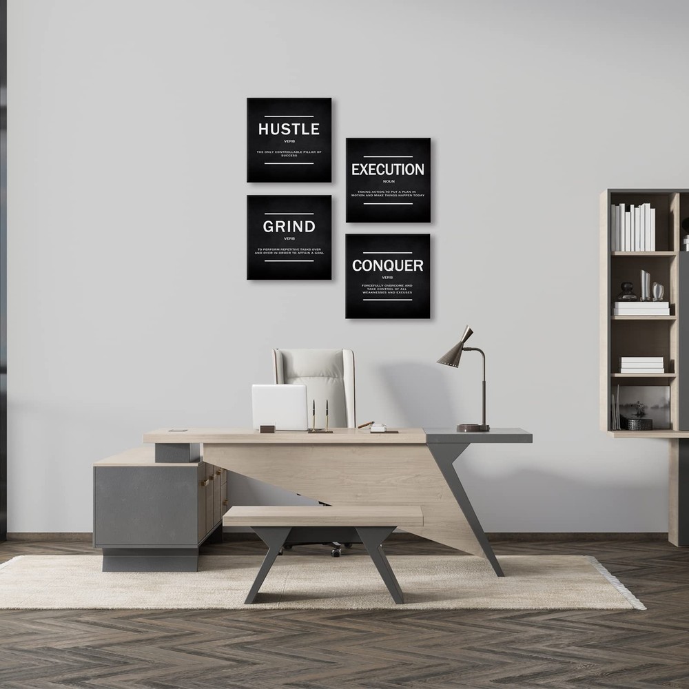 BWSPACE Grind Hustle Execution Conquer Entrepreneur Quotes Inspirational Wall...