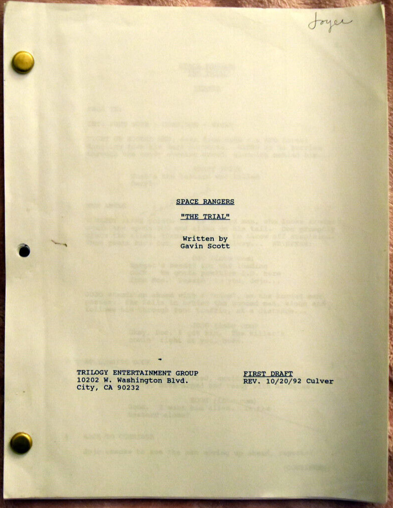 1992 Original Space Rangers " The Trial " First Draft 10/20/92 Script