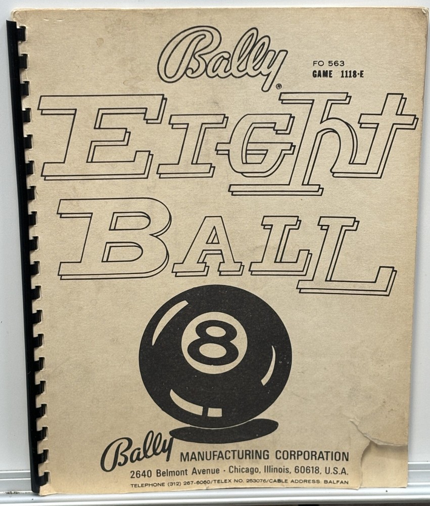 ORIGINAL-BALLY-EIGHTBALL-INSTALLATION & OPERATIONS INSTRUCTIONS- SCHEMATICS
