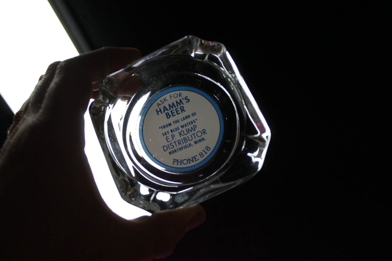 SCARCE 1950s HAMM'S BEER GLASS BAR ASHTRAY KUMP DRINK NORTHFIELD MINNESOTA BREW