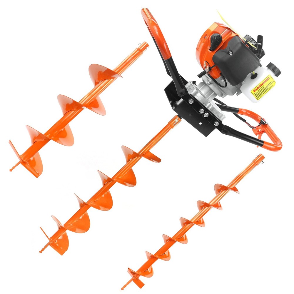 52cc Gas Powered Post Hole Digger with 4" 6" 8" Earth Auger Digging Engine