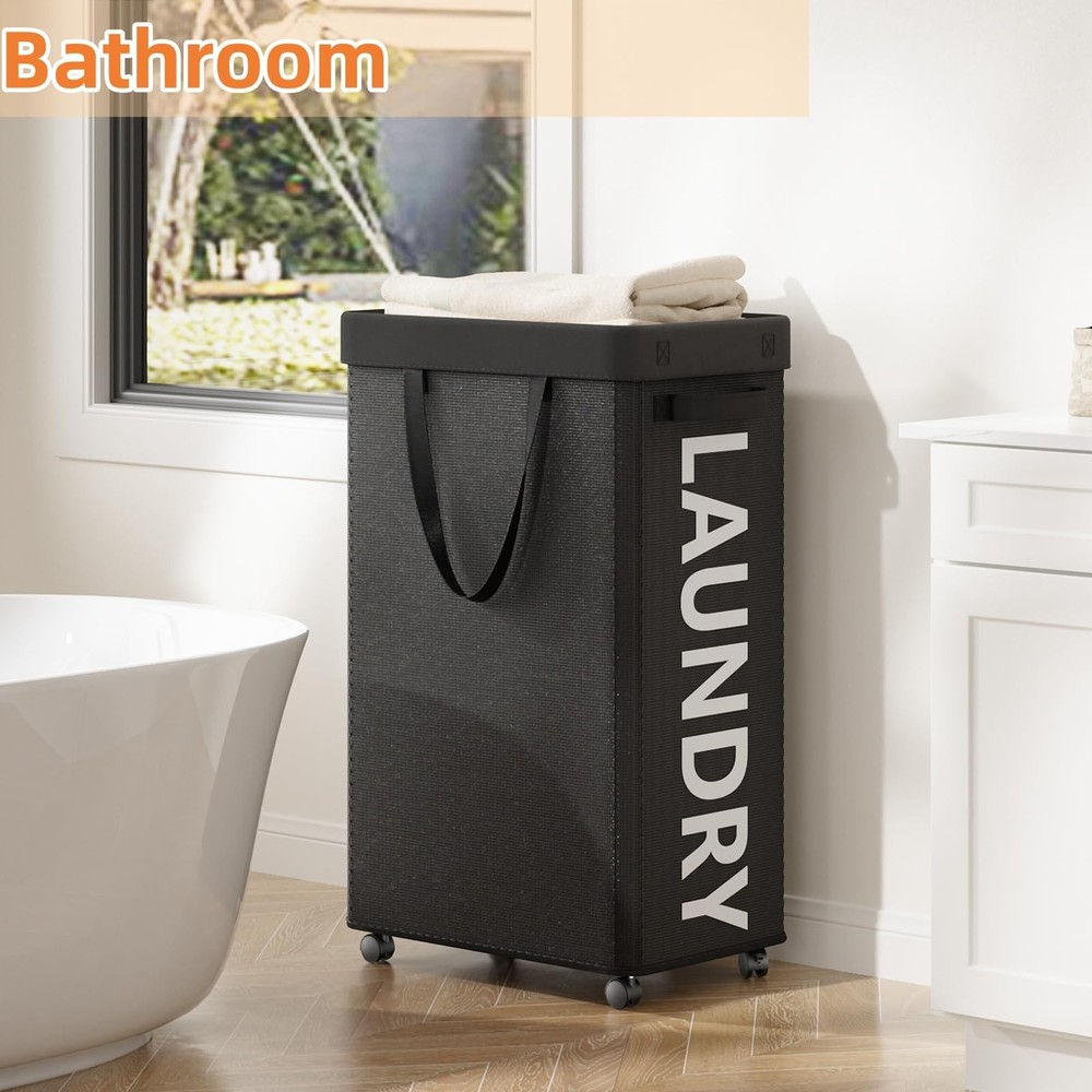 Laundry Basket With Wheels 90L Rolling Laundry Hamper Mesh Bag Dorm Pro