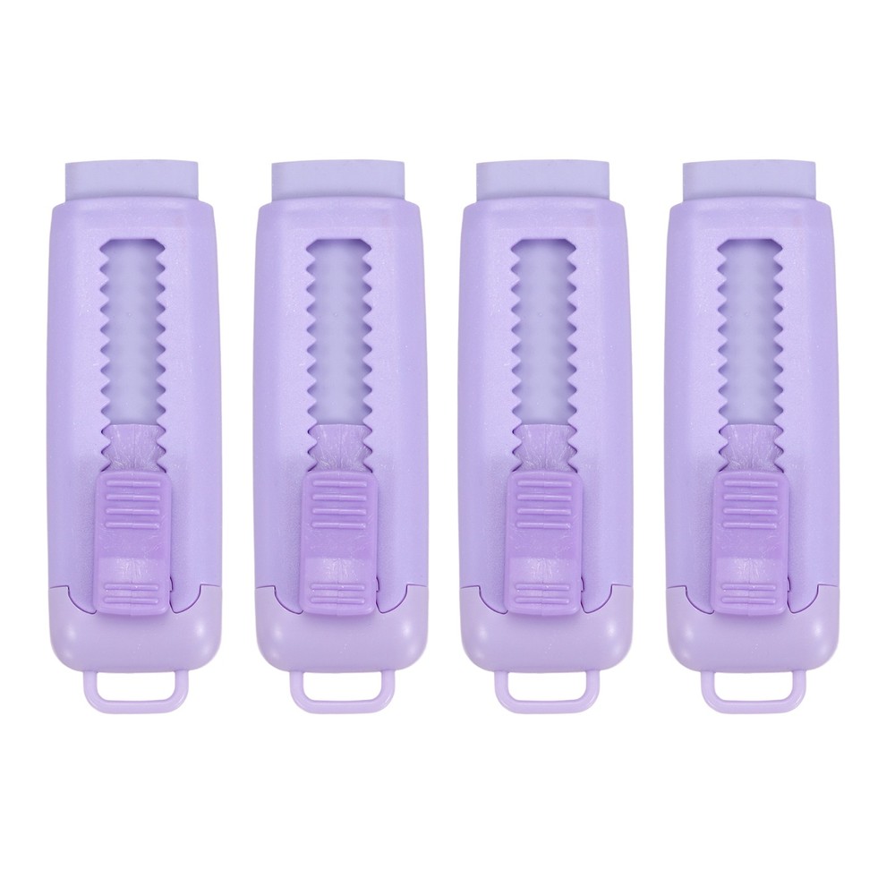 4Pack Erasers, Sliding Retractable Eraser Push Pull Cute Pencil Erasers, Purple