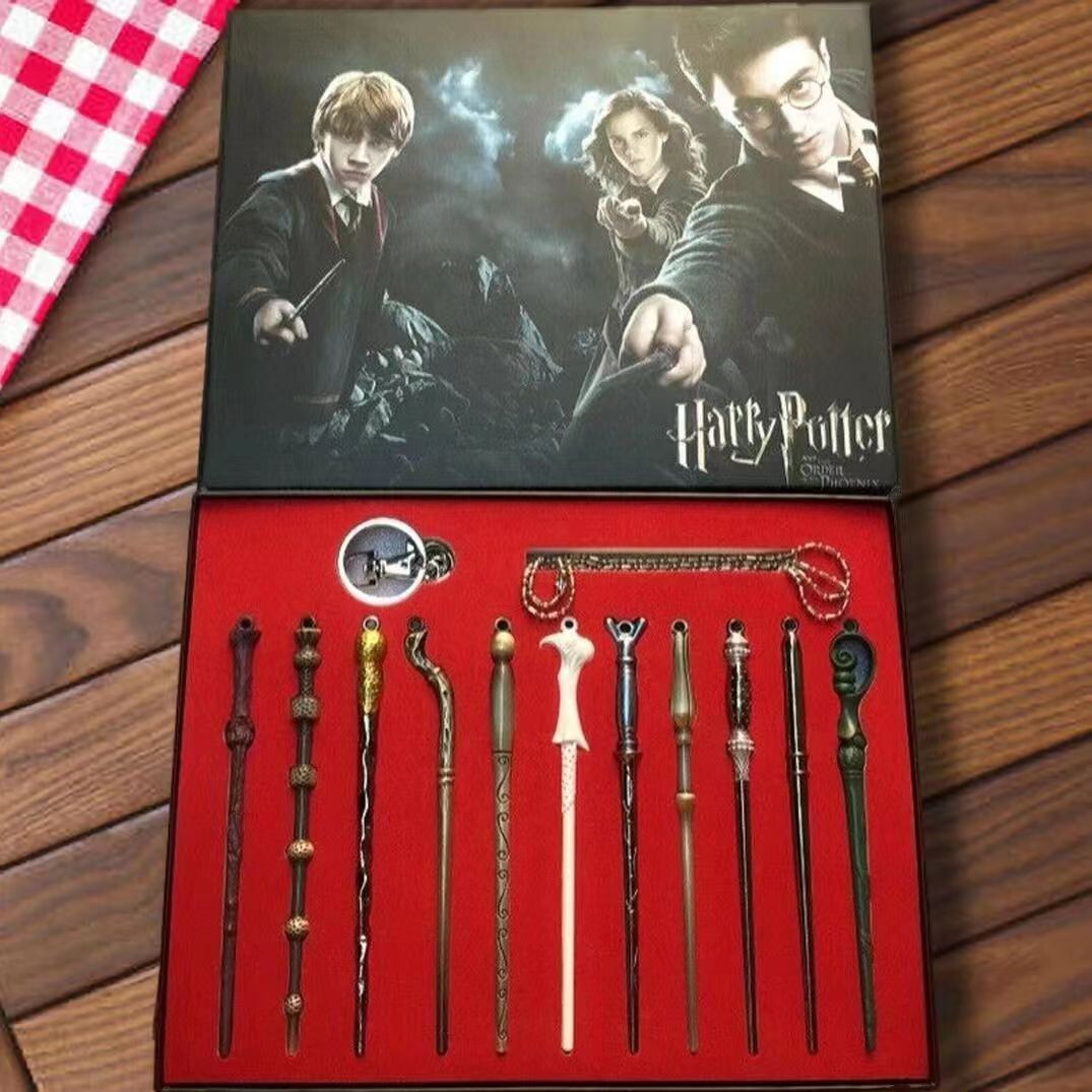11Pcs Harry Potter Wand Sets Cosplay Luna Hermione Dumbledore Ron Krum Kid Gifts