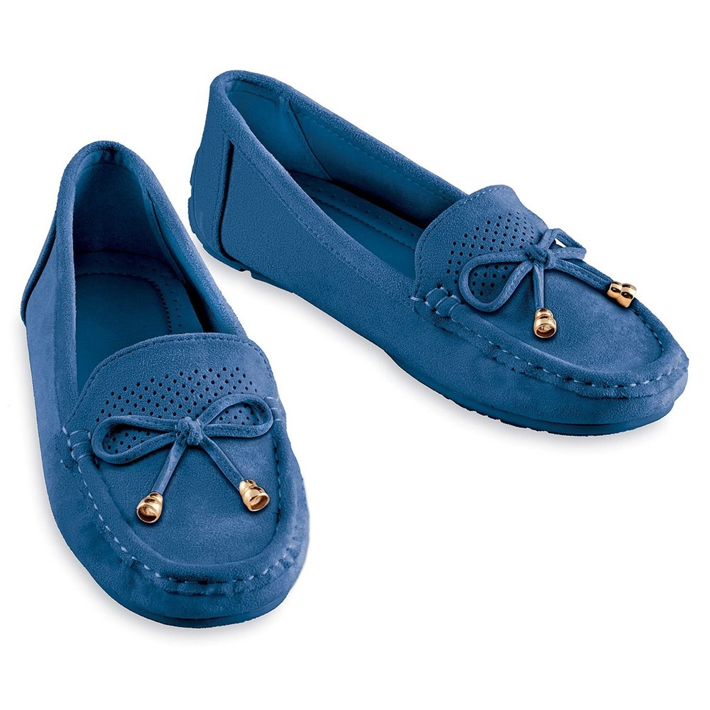 Microsuede Moccasins, Black, 10