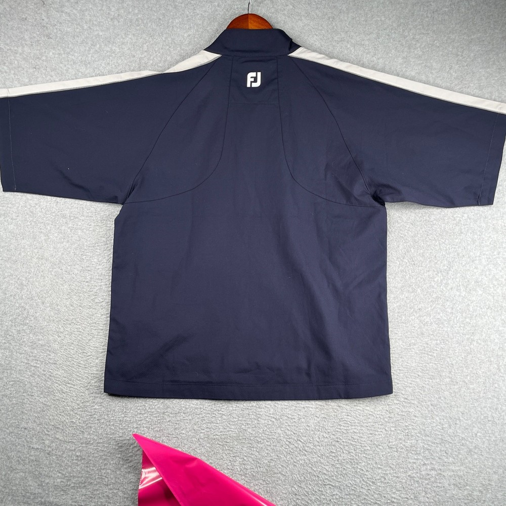 FootJoy Short Sleeve Windbreaker Golf Pullover Jacket Mens Small Navy Blue