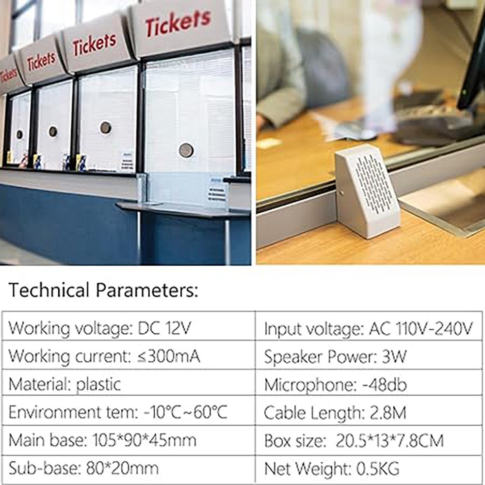 Counter Window Intercom Dual-Way Intercommunication Speaker for Bank Office