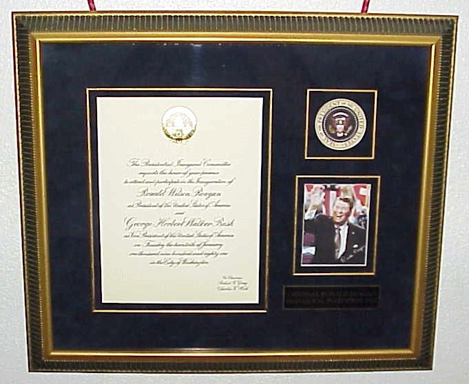 FRAMED INVITATION TO THE INAUGUATION OF PRESIDENT RONALD REAGAN 1/12/81