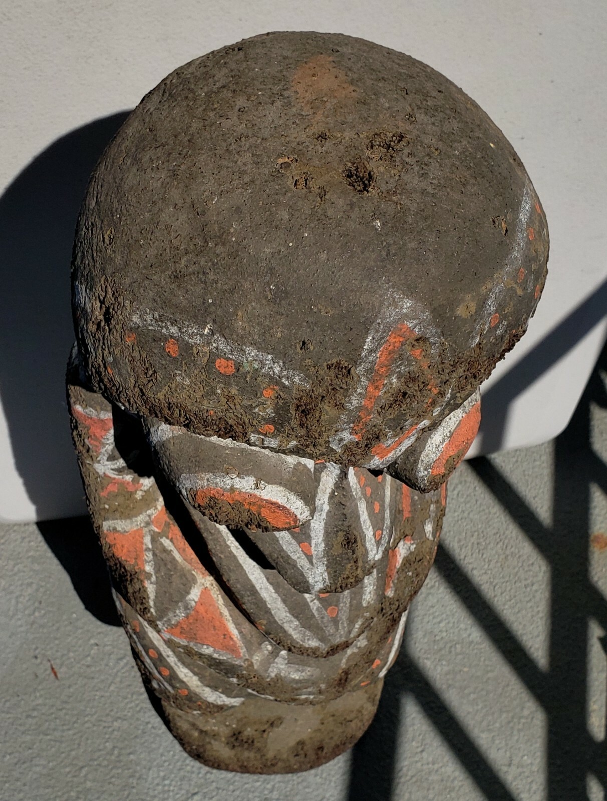 Vanuatu Large Painted Wood Sculpture Vintage Oceania