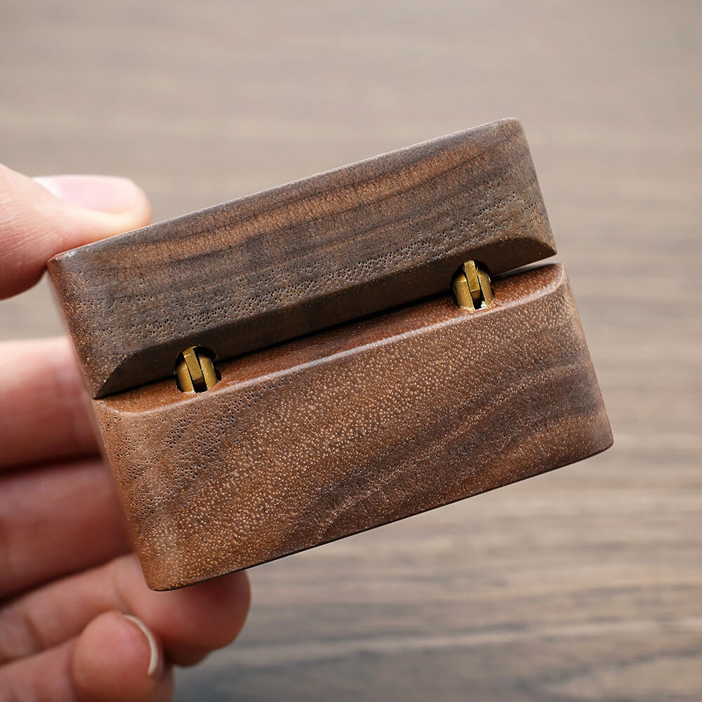 Wooden Engagement Ring Box for Proposal Wedding Pictures or Gift, Minimalist #F
