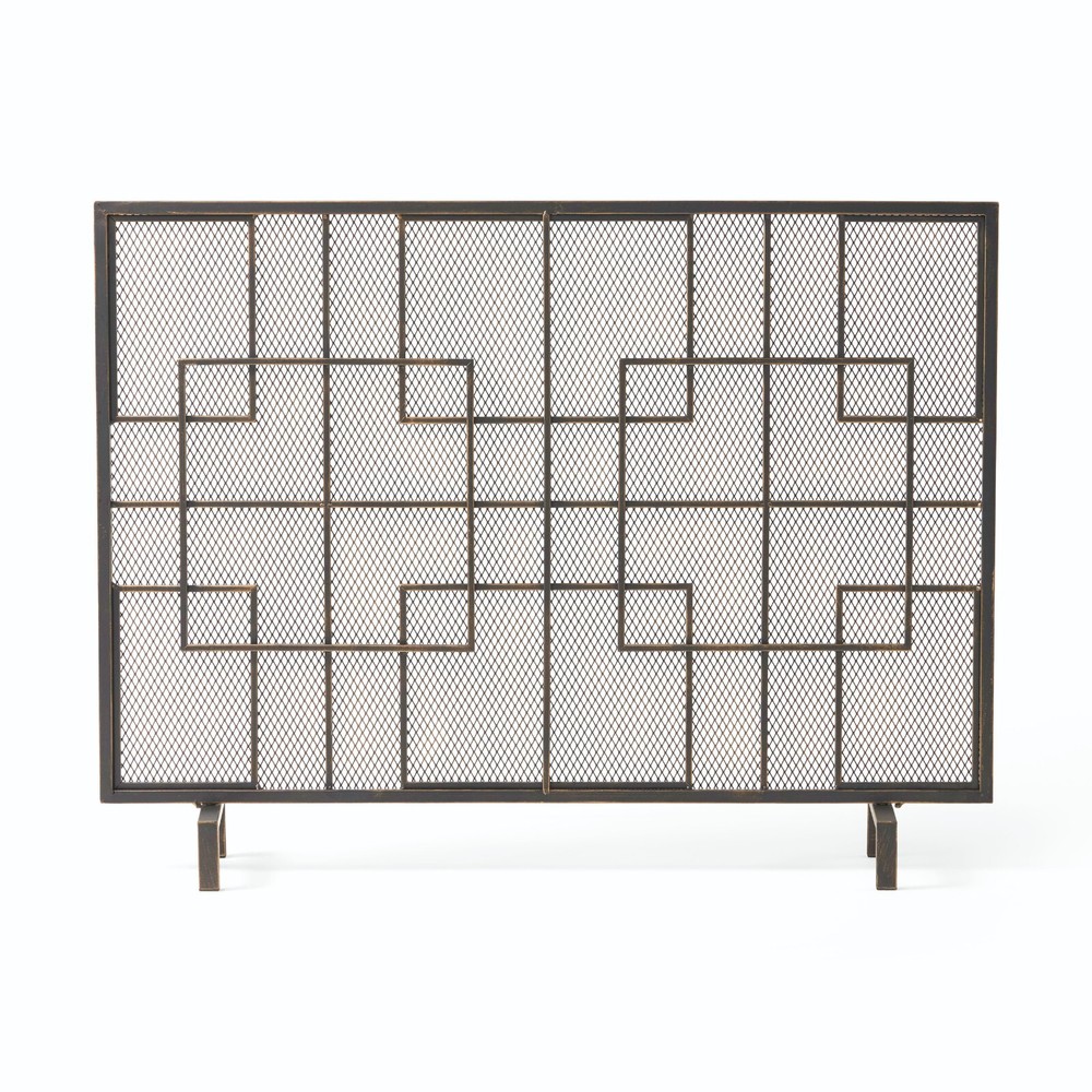 Bonita Modern Iron Single Panel Fireplace Screen