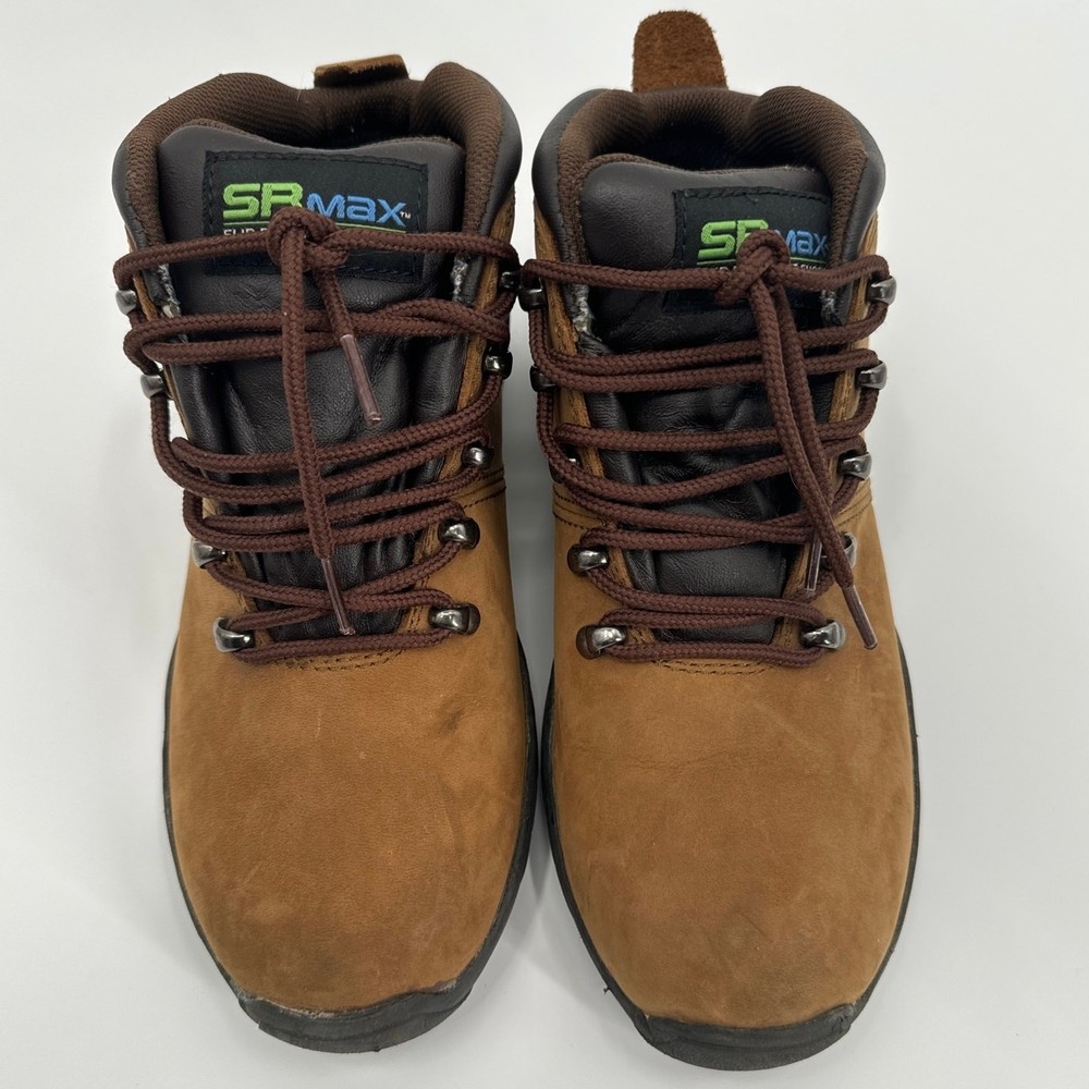 SRMAX work brown boots leather upper shoes size 8