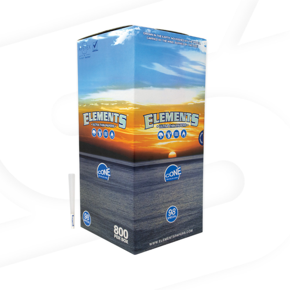 Elements Rolling Paper Cones 98 Special Pre-Rolled, Bulk box (800 cones)