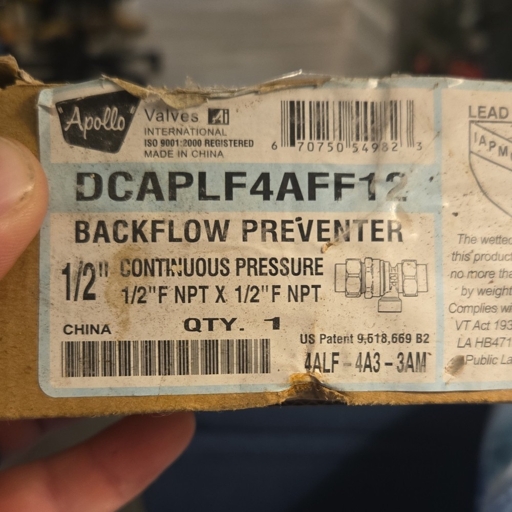 Apollo DCAPLF4AFF12 Double Check Assembly Backflow Preventer 1/2 in Manual