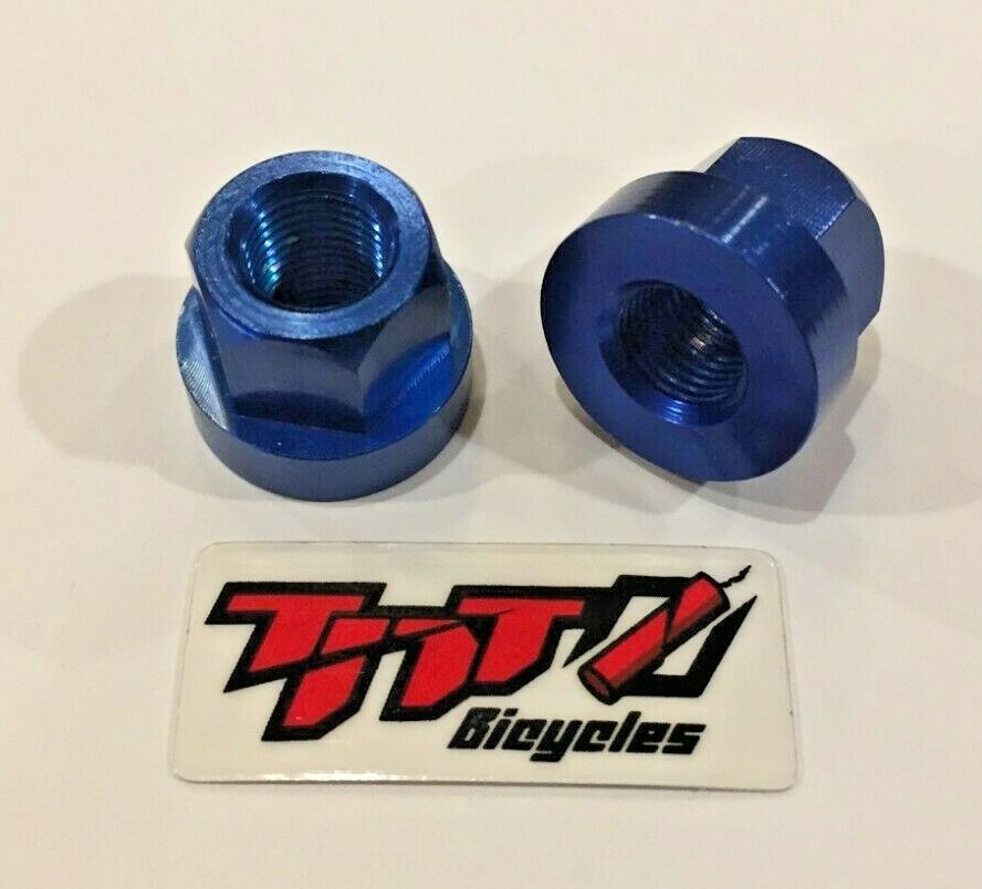TNT BICYCLES - ALUMINUM AXLE NUTS - 3/8" x 24tpi - SOLD AS PAIR (2pcs)