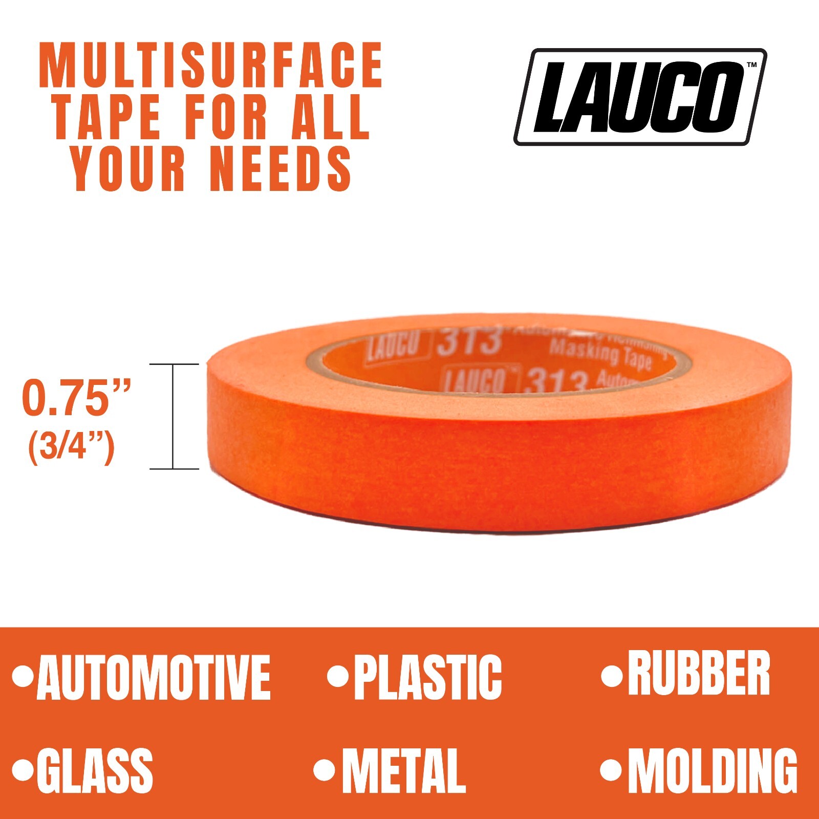 LAUCO Orange Automotive Refinishing Masking Tape, Moisture UV and Heat Resistant