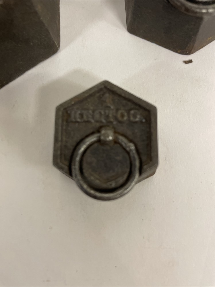 Antique KILOGRAM IRON RING WEIGHTS 6 Hexagonal For Scale
