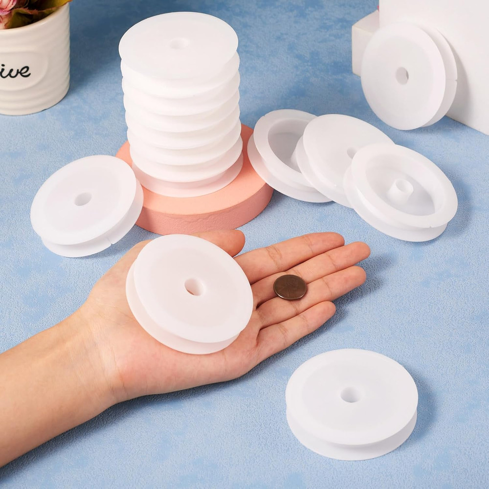 50Pcs Empty Plastic Wire Spools 2.64" in Diameter Thread Bobbins for Beading Wir