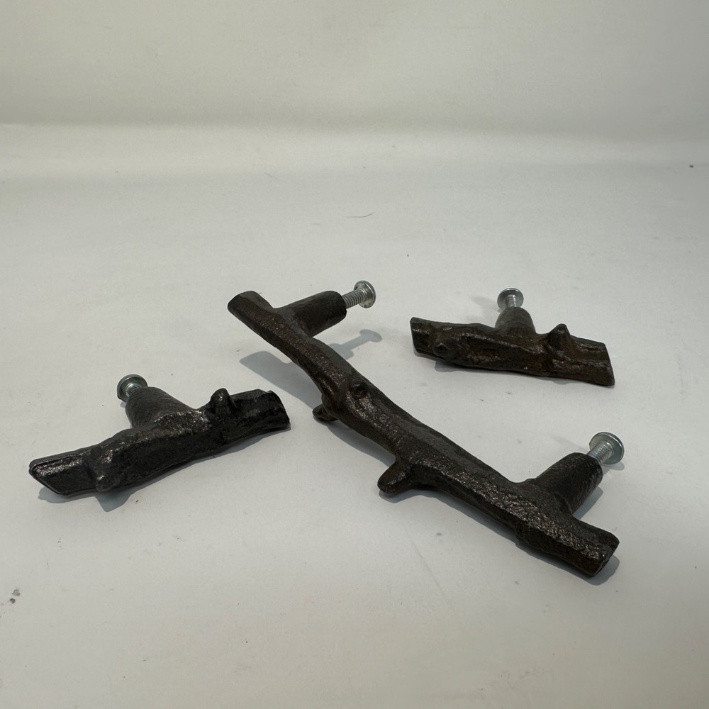 Vintage 3 Twig Cabinet Pulls aged bronze