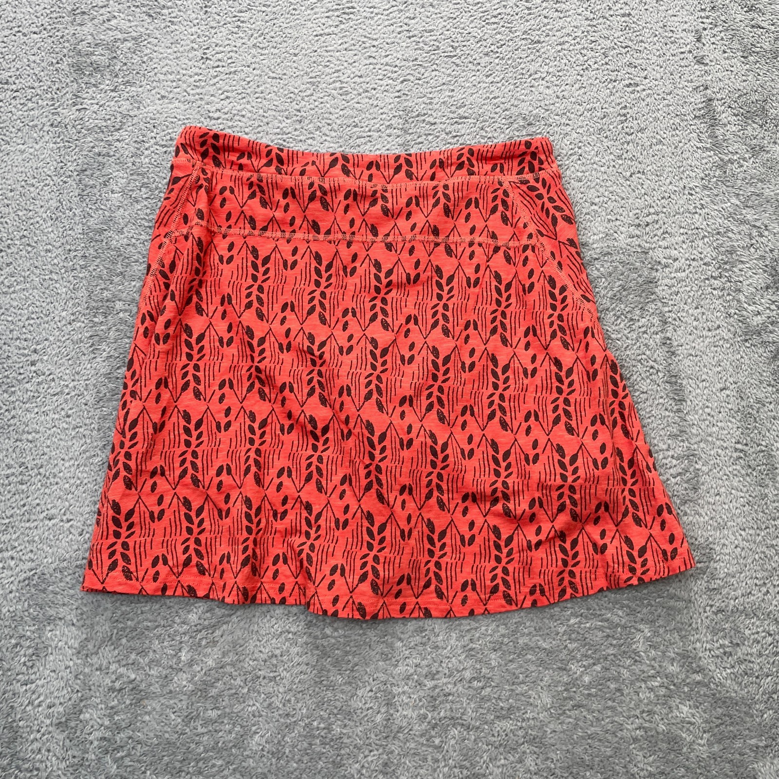 Toad And Co Skirt Womens Medium Orange A Line Botanical Print Cotton Stretch