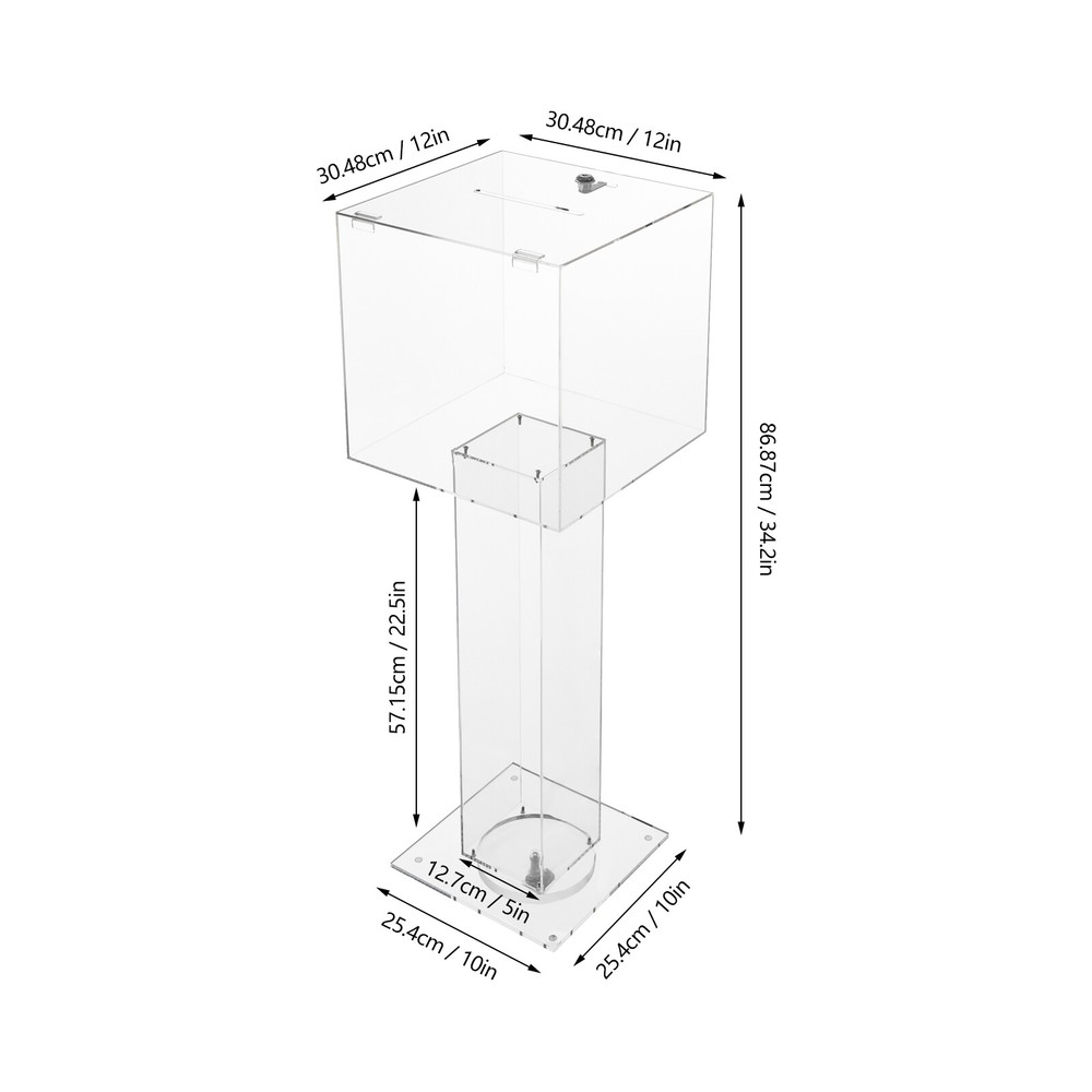 Clear Acrylic Ballot Box Practical Voting Box Lockable Ballot Box With 2 Keys