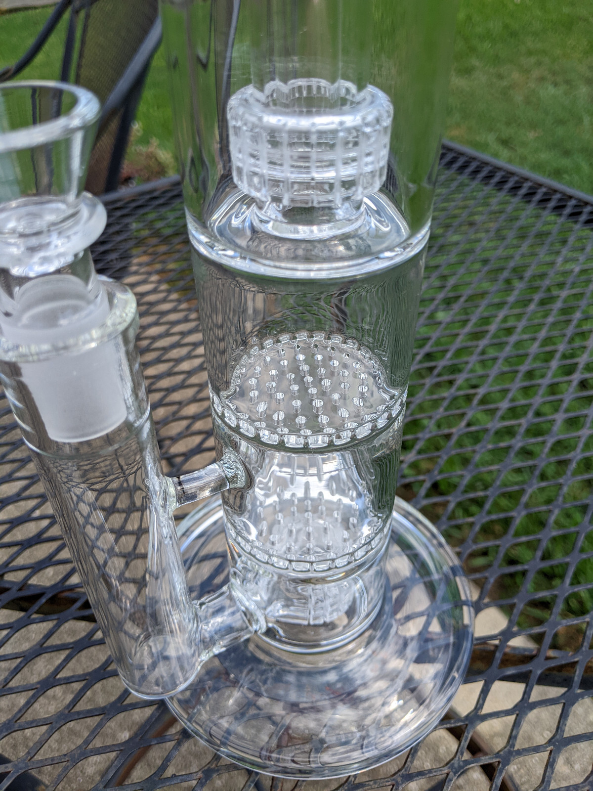 14" inch Glass Water Pipe Bong 4 Percolators - 2 Honeycomb Percs + 2 Matrix Perc